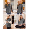 Ekouaer 3 Packs Maternity Shirts Split Side Pregnancy Workout Tops(3pcs- Black + Dark Grey + Green)