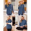 Ekouaer 3 Packs Maternity Shirts Split Side Pregnancy Workout Tops(3pcs- Black + White + Blue)