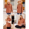 Ekouaer 3 Packs Maternity Shirts Split Side Pregnancy Workout Tops(3pcs- Burgundy Red + Caramel + Dark Grey)