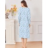 Ekouaer Cotton Nightgowns for Women Long Sleeve Night Gown(Blue Floral)