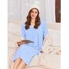Ekouaer Cotton Nightgowns for Women Long Sleeve Night Gown(Clear Blue)