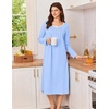 Ekouaer Cotton Nightgowns for Women Long Sleeve Night Gown(Clear Blue)