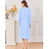 Ekouaer Cotton Nightgowns for Women Long Sleeve Night Gown(Clear Blue)