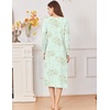 Ekouaer Cotton Nightgowns for Women Long Sleeve Night Gown(Green Flower)