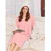 Ekouaer Cotton Nightgowns for Women Long Sleeve Night Gown(Pink)