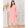 Ekouaer Cotton Nightgowns for Women Long Sleeve Night Gown(Pink)