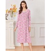 Ekouaer Cotton Nightgowns for Women Long Sleeve Night Gown(Pink Floral)
