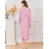 Ekouaer Cotton Nightgowns for Women Long Sleeve Night Gown(Pink Floral)