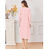 Ekouaer Cotton Nightgowns for Women Long Sleeve Night Gown(Pink White Floral)