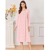 Ekouaer Cotton Nightgowns for Women Long Sleeve Night Gown(Pink White Floral)