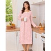 Ekouaer Cotton Nightgowns for Women Long Sleeve Night Gown(Pink White Floral)
