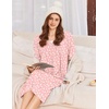 Ekouaer Cotton Nightgowns for Women Long Sleeve Night Gown(Pink White Floral)