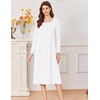 Ekouaer Cotton Nightgowns for Women Long Sleeve Night Gown(White)