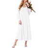 Ekouaer Cotton Nightgowns for Women Long Sleeve Night Gown(White)