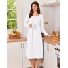 Ekouaer Cotton Nightgowns for Women Long Sleeve Night Gown(White)