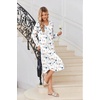 Ekouaer Cotton Nightgowns for Women Long Sleeve Soft Nightgown Sleepshirt(Blue Khaki Flower)