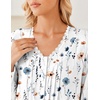 Ekouaer Cotton Nightgowns for Women Long Sleeve Soft Nightgown Sleepshirt(Blue Khaki Flower)