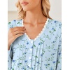 Ekouaer Cotton Nightgowns for Women Long Sleeve Soft Nightgown Sleepshirt(Light Blue Flower)