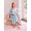 Ekouaer Cotton Nightgowns for Women Long Sleeve Soft Nightgown Sleepshirt(Light Blue Flower)