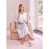Ekouaer Cotton Nightgowns for Women Long Sleeve Soft Nightgown Sleepshirt(Purple Flower)