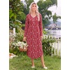 Ekouaer Cotton Nightgowns for Women Long Sleeve Soft Nightgown Sleepshirt(Red Floral)