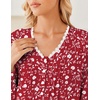 Ekouaer Cotton Nightgowns for Women Long Sleeve Soft Nightgown Sleepshirt(Red Floral)