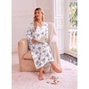 Ekouaer Cotton Nightgowns for Women Long Sleeve Soft Nightgown Sleepshirt(White Purple Floral)