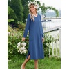 Ekouaer Long Cotton Nightgowns for Women Soft Comfy Sleepshirt with Pockets(Blue)