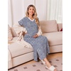Ekouaer Long Cotton Nightgowns for Women Soft Comfy Sleepshirt with Pockets(Blue Floral)
