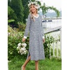 Ekouaer Long Cotton Nightgowns for Women Soft Comfy Sleepshirt with Pockets(Blue Floral)