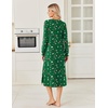 Ekouaer Long Cotton Nightgowns for Women Soft Comfy Sleepshirt with Pockets(Christmas Green)