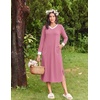 Ekouaer Long Cotton Nightgowns for Women Soft Comfy Sleepshirt with Pockets(Dark Pink)