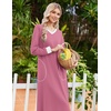 Ekouaer Long Cotton Nightgowns for Women Soft Comfy Sleepshirt with Pockets(Dark Pink)