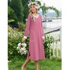 Ekouaer Long Cotton Nightgowns for Women Soft Comfy Sleepshirt with Pockets(Dark Pink)