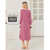 Ekouaer Long Cotton Nightgowns for Women Soft Comfy Sleepshirt with Pockets(Dark Pink)