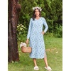 Ekouaer Long Cotton Nightgowns for Women Soft Comfy Sleepshirt with Pockets(Light Blue Floral)