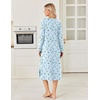 Ekouaer Long Cotton Nightgowns for Women Soft Comfy Sleepshirt with Pockets(Light Blue Floral)