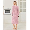 Ekouaer Long Cotton Nightgowns for Women Soft Comfy Sleepshirt with Pockets(Pink Floral)