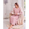 Ekouaer Long Cotton Nightgowns for Women Soft Comfy Sleepshirt with Pockets(Pink Floral)