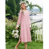 Ekouaer Long Cotton Nightgowns for Women Soft Comfy Sleepshirt with Pockets(Pink Floral)