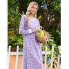 Ekouaer Long Cotton Nightgowns for Women Soft Comfy Sleepshirt with Pockets(Purple Floral)