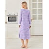 Ekouaer Long Cotton Nightgowns for Women Soft Comfy Sleepshirt with Pockets(Purple Floral)