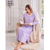 Ekouaer Long Cotton Nightgowns for Women Soft Comfy Sleepshirt with Pockets(Purple Floral)