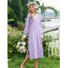 Ekouaer Long Cotton Nightgowns for Women Soft Comfy Sleepshirt with Pockets(Purple Floral)