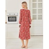 Ekouaer Long Cotton Nightgowns for Women Soft Comfy Sleepshirt with Pockets(Red Floral)