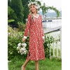 Ekouaer Long Cotton Nightgowns for Women Soft Comfy Sleepshirt with Pockets(Red Floral)