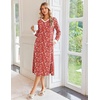 Ekouaer Long Cotton Nightgowns for Women Soft Comfy Sleepshirt with Pockets(Red Floral)