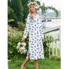 Ekouaer Long Cotton Nightgowns for Women Soft Comfy Sleepshirt with Pockets(White Floral)