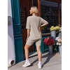 Ekouaer Maternity Sets Two Piece Outfits Ribbed Pregnancy Loungewear(Beige)