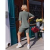 Ekouaer Maternity Sets Two Piece Outfits Ribbed Pregnancy Loungewear(Dark Army)